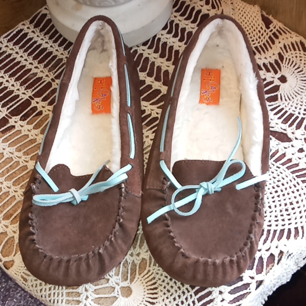 Hot cakes Brown panda bear leather upper slipper